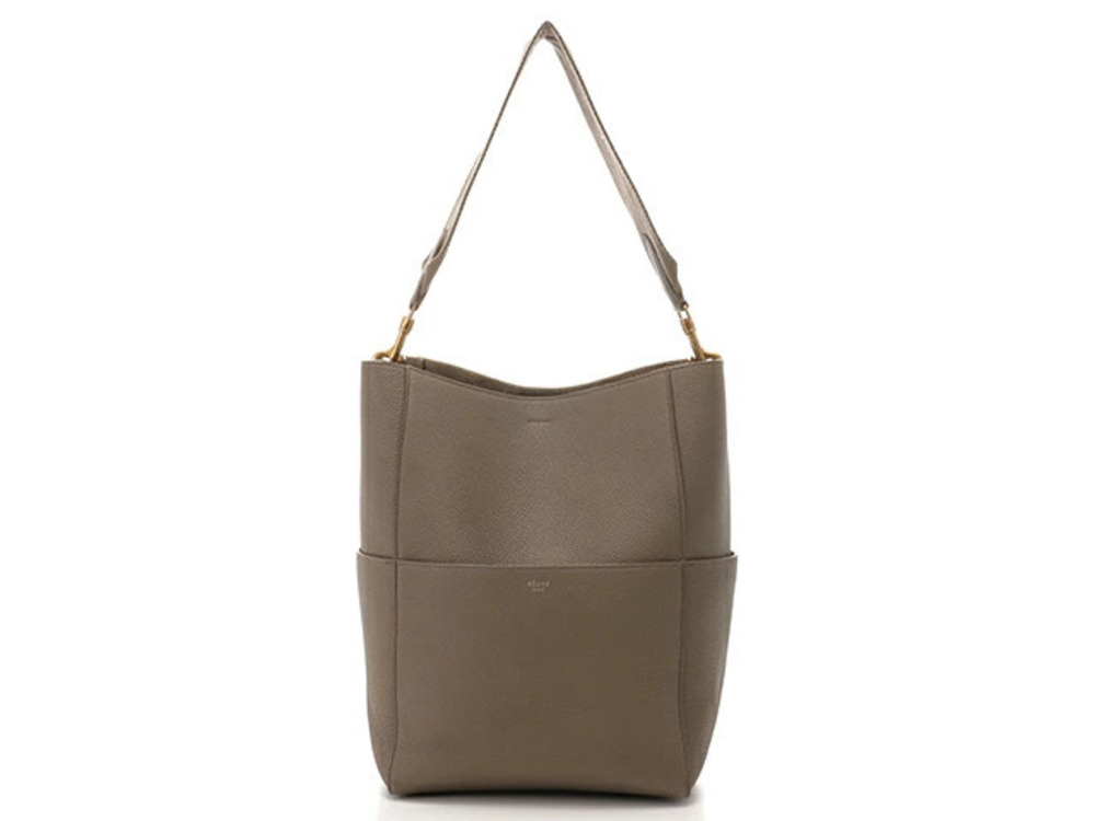 Celine Bag Shoulder Sangle Bucket Calf Gray